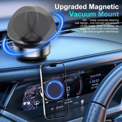 360° Electric Suction Vacuum Phone Holder, Double Sided Attachment Car Phone Mount, Hands Free for Car Dashboard Mounting, Smooth Surfaces