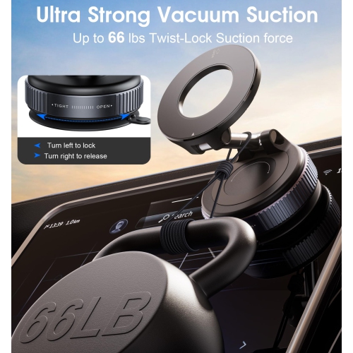 Strong Suction Car Phone Holder for MagSafe, Ultra Vacuum Suction Cup Phone Mount 360° Cell Phone Holders for Your Car Accessories