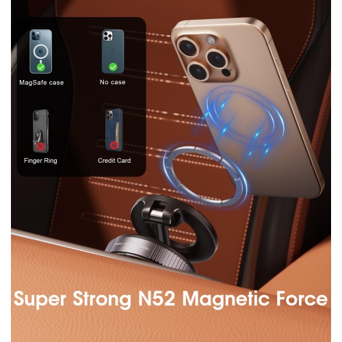 Strong Suction Car Phone Holder for MagSafe, Ultra Vacuum Suction Cup Phone Mount 360° Cell Phone Holders for Your Car Accessories