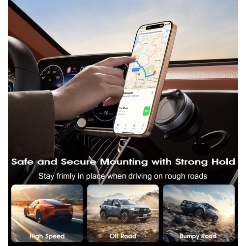 Strong Suction Car Phone Holder for MagSafe, Ultra Vacuum Suction Cup Phone Mount 360° Cell Phone Holders for Your Car Accessories