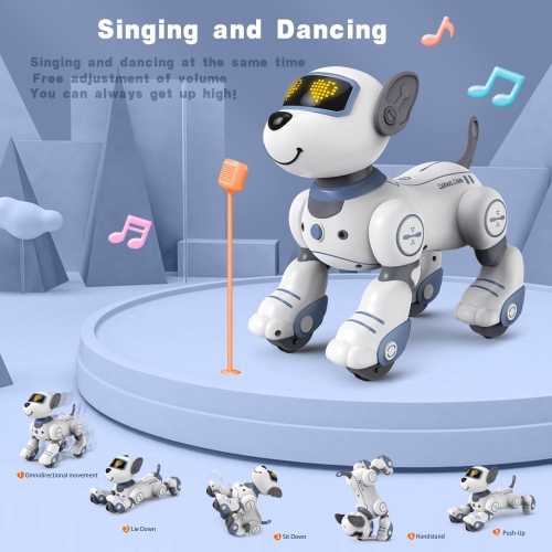 Chien robot télécommandé pour enfants, jouet robot interactif intelligent programmable, avec fonction de chant, de danse et de marche