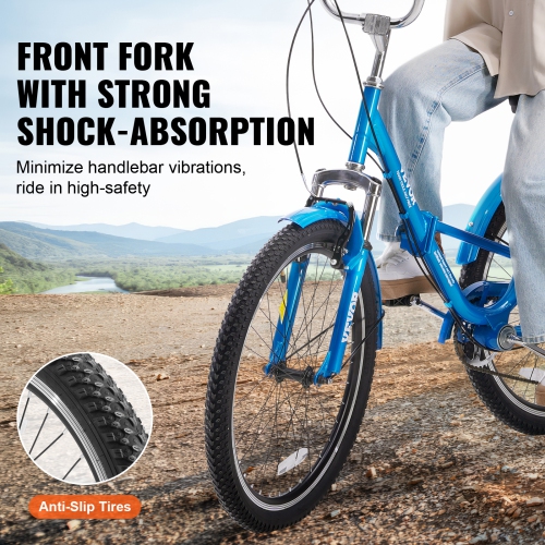 VEVOR 24-Inch 7-Speed Folding Adult Tricycle, Adult Folding Trikes, Carbon Steel 3 Wheel Cruiser Bike with Basket & Adjustable Seat, Shopping Picnic