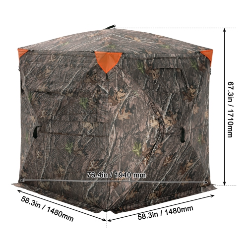 VEVOR 270° See Through Hunting Blind, 2-3 Person Pop Up Deer Blind for Hunting with Carrying Bag, Resilient Hunting Tent, One-Way See-Through Mesh