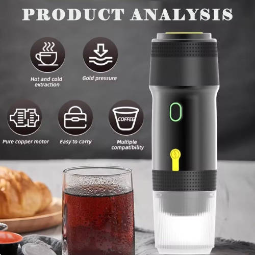Portable Coffee Maker,60ML Electric Wireless Espresso Coffee Machine for Coffee Capsule & Powder,Travel Coffee Maker for Camping Travel Hiking Office