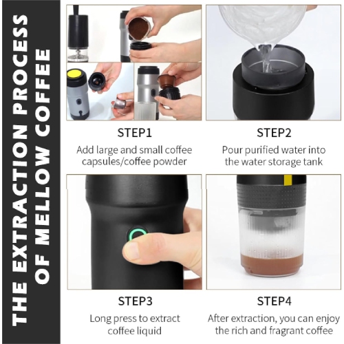 Portable Coffee Maker,60ML Electric Wireless Espresso Coffee Machine for Coffee Capsule & Powder,Travel Coffee Maker for Camping Travel Hiking Office