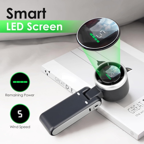 Portable Handheld Mini Turbo Fan,USB Rechargeable Travel Neck Fan with 5 Speeds,Foldable Pocket Cooling Fan for Travel Home