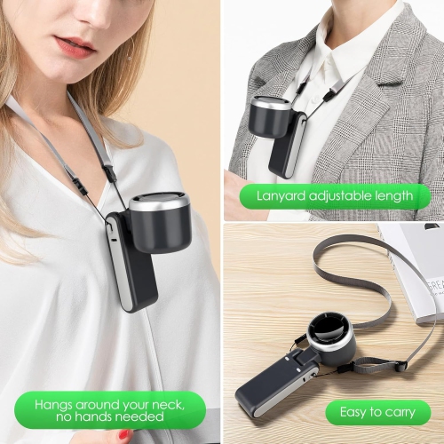 Portable Handheld Mini Turbo Fan,USB Rechargeable Travel Neck Fan with 5 Speeds,Foldable Pocket Cooling Fan for Travel Home