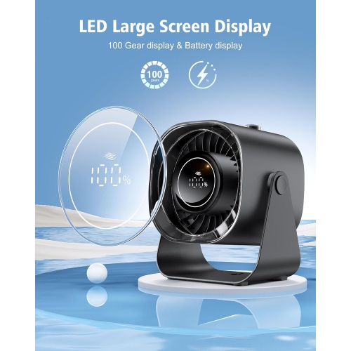 Desk Fan,Quiet Portable Fan,Air Circulator Fan with 100 Speeds,Digital Display Small Table Fas for Bedroom Office KitchenTravel Camping