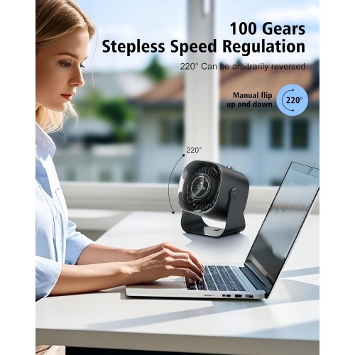 Desk Fan,Quiet Portable Fan,Air Circulator Fan with 100 Speeds,Digital Display Small Table Fas for Bedroom Office KitchenTravel Camping