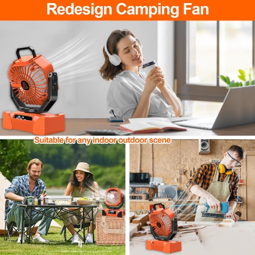 Portable Camping Fan,20000mAh Battery Operated Powered Fan with Remote Control,Rechargeable Camping Fan,LED Lantern Fan with Digital Display for Tent