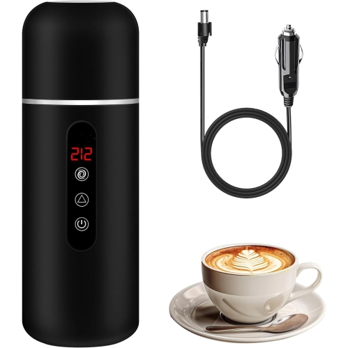 Electric Travel Kettle,12V/24V Car Coffee Warmer Kettle,Portable Hot Water Boiler,Small Hot Water Warmer with Temperature Adjustable for Tea Coffee