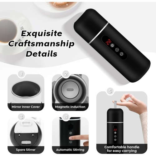 Electric Travel Kettle,12V/24V Car Coffee Warmer Kettle,Portable Hot Water Boiler,Small Hot Water Warmer with Temperature Adjustable for Tea Coffee