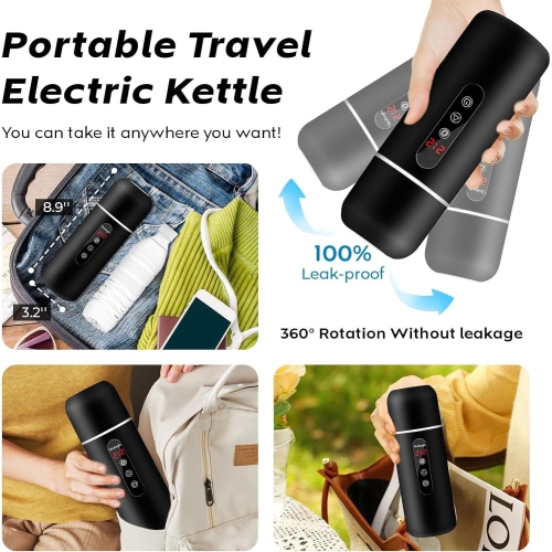 Electric Travel Kettle,12V/24V Car Coffee Warmer Kettle,Portable Hot Water Boiler,Small Hot Water Warmer with Temperature Adjustable for Tea Coffee