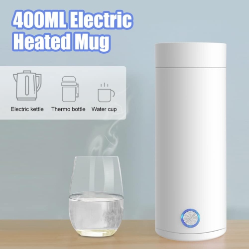 Portable Electric Kettle,Fast Boiling 400ML Hot Water Boiler Bottle,Electric Heated Cup Travel Kettle for Making Tea Coffee
