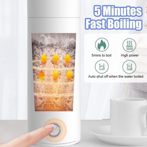 Portable Electric Kettle,Fast Boiling 400ML Hot Water Boiler Bottle,Electric Heated Cup Travel Kettle for Making Tea Coffee