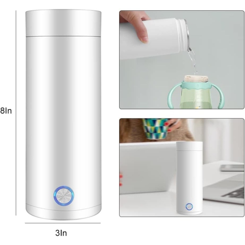 Portable Electric Kettle,Fast Boiling 400ML Hot Water Boiler Bottle,Electric Heated Cup Travel Kettle for Making Tea Coffee