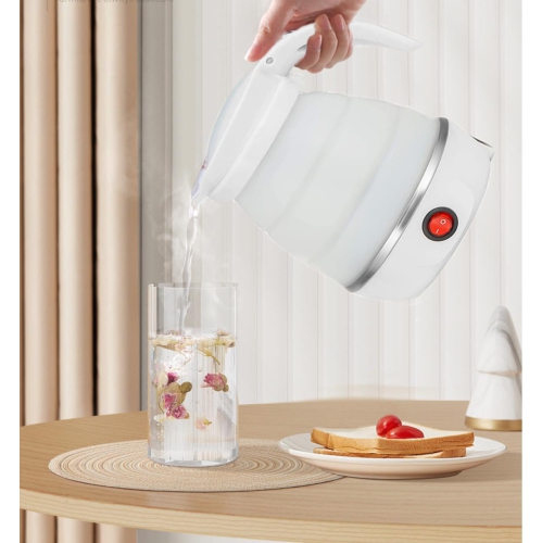 Foldable Electric Travel Kettle Portable Silicone Collapsible Water Boiler Tea Pot for Camping