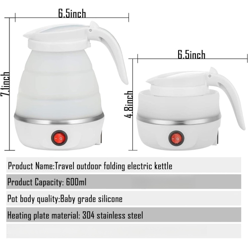 Foldable Electric Travel Kettle Portable Silicone Collapsible Water Boiler Tea Pot for Camping