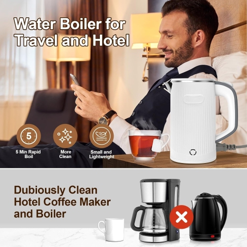 Electric Kettle 600W Mini Portable Water Kettle Travel Hot Water Boiler for Camping Office Home Use