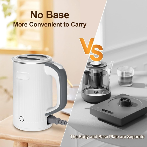 Electric Kettle 600W Mini Portable Water Kettle Travel Hot Water Boiler for Camping Office Home Use