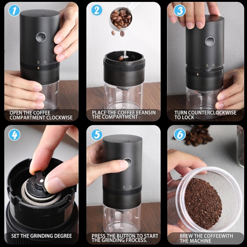 Moulin à café électrique avec mouture réglable, moulin à café électrique rechargeable, petit moulin à café sans fil