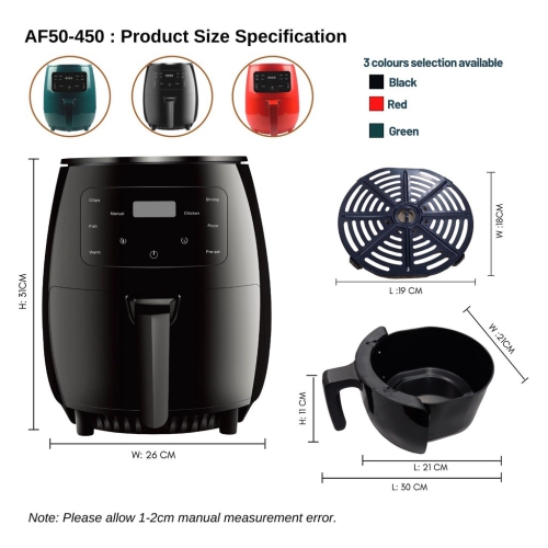 6L Air Fryer Household Large Capacity Electric Oven French Fries Machine Multifunctional Electric Fryer
