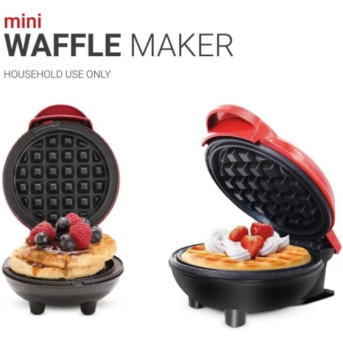 Gaufrier électrique rond de 4&nbsp;po pour crêpes Biscuits Burgers Quesadillas Eggs Snacks