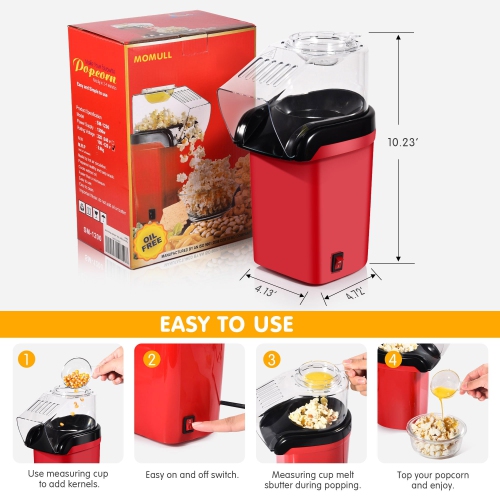 Machine à maïs soufflé avec couvercle supérieur de tasse à mesurer Éclateur de maïs réutilisable 1200&nbsp;W Machine à maïs soufflé rapide en 2