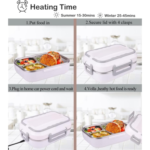Electric Lunch Box Food Warmer Heater Fast Heating Lunch Box for Car Truck Home Portable Heated Food Container