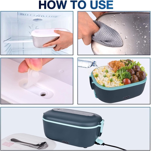 Electric Lunch Box Portable Heating Food Warmer Leakproof Heated Food Box