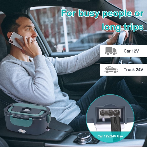 Electric Lunch Box Food Heater,Heated Lunch Box,Portable Food Warmer Box for Car Truck Work with Stainless Steel Container