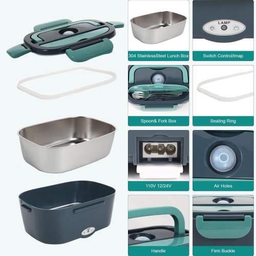 Electric Lunch Box Food Heater,Heated Lunch Box,Portable Food Warmer Box for Car Truck Work with Stainless Steel Container