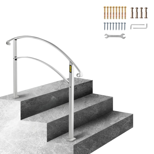 VEVOR  Handrails for Outdoor Steps, Fit 1 Or 3 Steps Outdoor Stair Railing Wrought Iron Handrail, Flexible Front Porch Hand Rail, Transitional