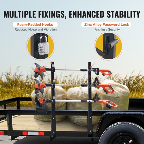 VEVOR 3 Place Weeder Trimmer Rack, Trimmer Rack, Locking Trim Holder Landscape Trailer Rack Carrier Mount on Open Pickup/Trailer Enclosed Trailers,