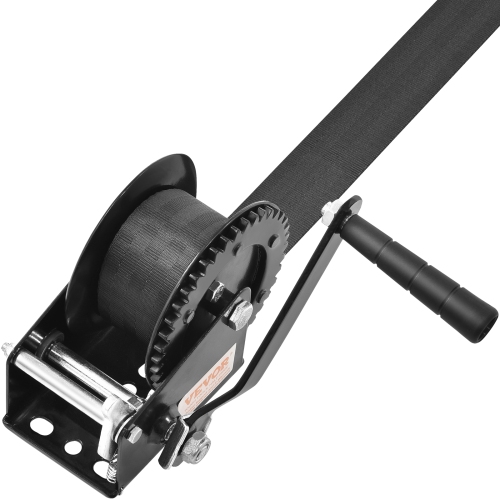 VEVOR 1200 lbs Pulling Hand Winch, Boat Trailer Winch Heavy Duty Rope Crank with 23 ft Polyester Strap and Two-Way Ratchet, Manual Operated Hand