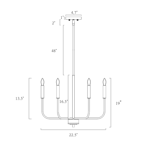 6-Light Electroplated Brass Candlestick Chandelier