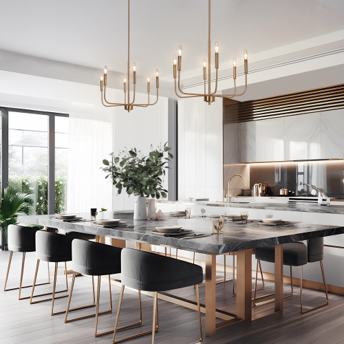 6-Light Electroplated Brass Candlestick Chandelier