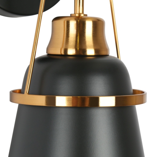 Modern Bathroom Wall Light 1-Light Black and Gold Powder Room Wall Sconce Light with Metal Shade