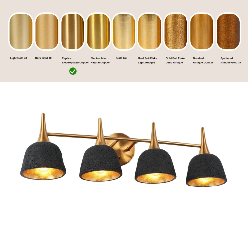 28.7 in. 4-Light Black and Electroplated Copper Vanity Light with Metal Shade