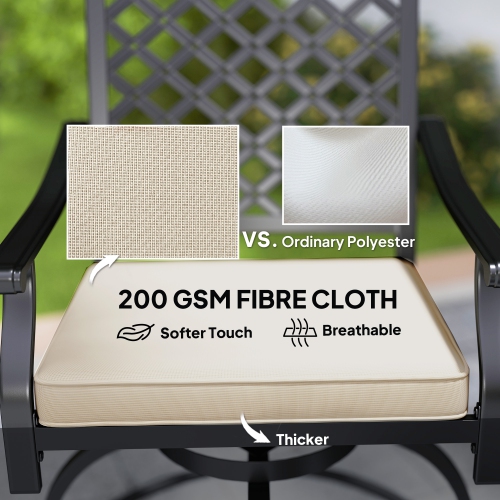 Outsunny Outdoor Bar Stools Set of 2, 360° Swivel Counter Height Patio Chairs with Cushion & Pillow, 25 Inch Metal Bar Stools with Footrest, Back,