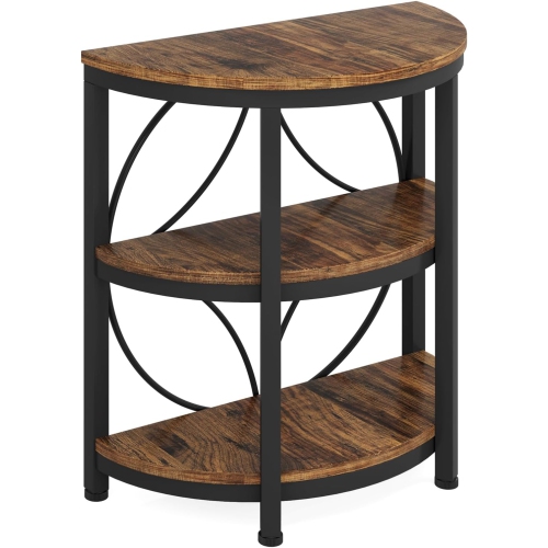 Tribesigns Side Table, Half Circle End Table with Storage Shelf & Metal Frame, 3-Tier Half Moon Table