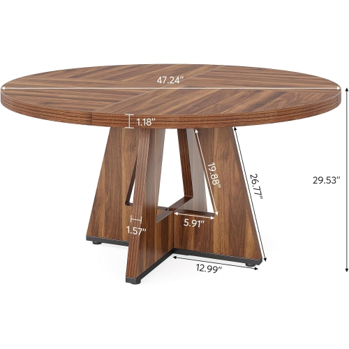 Tribesigns Round Dining Table Wood Kitchen Table for Dining Room, 47 in Dinning Room Tables for 4 Man