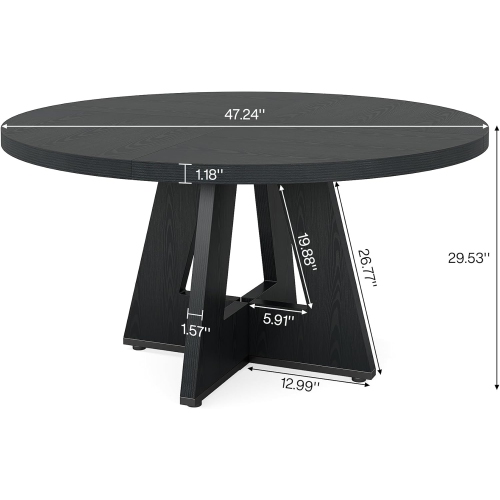 Tribesigns Round Dining Table Wood Kitchen Table for Dining Room, 47 in Dinning Room Tables for 4 Man