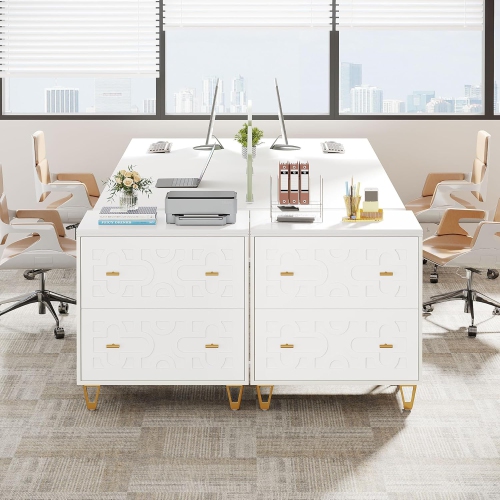 Tribesigns 2-Drawer Lateral File Cabinet, Modern White Filing Cabinet for Legal/Letter/A4 Size