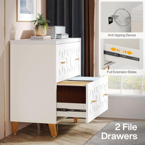 Tribesigns 2-Drawer Lateral File Cabinet, Modern White Filing Cabinet for Legal/Letter/A4 Size