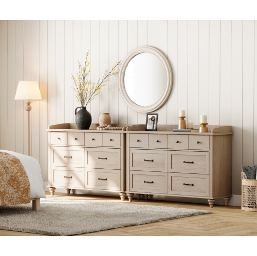 Ensemble de 2 commode pour enfants avec 12 tiroirs WAMPAT, commode 2-en-1 pour chambre et chambre d'enfant, chiffonniers rustiques et organisateur de