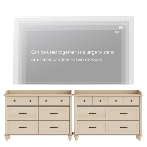 Ensemble de 2 commode pour enfants avec 12 tiroirs WAMPAT, commode 2-en-1 pour chambre et chambre d'enfant, chiffonniers rustiques et organisateur de