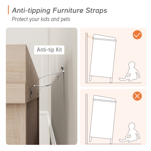 Ensemble de 2 commode pour enfants avec 12 tiroirs WAMPAT, commode 2-en-1 pour chambre et chambre d'enfant, chiffonniers rustiques et organisateur de