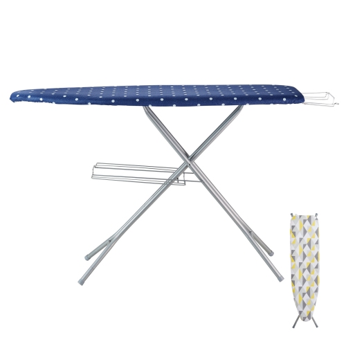 VEVOR 4 Thickened Ironing Board with Bottom Storage Tray, Layers Iron Board with Heat Resistant Cover and 100% Cotton Cover, 10 Adjustable Heights