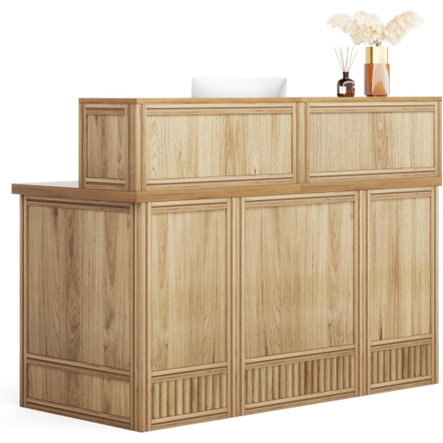 Tribesigns Reception Desk with Counter, 57-Inch Rustic Front Desk Receptionist Table